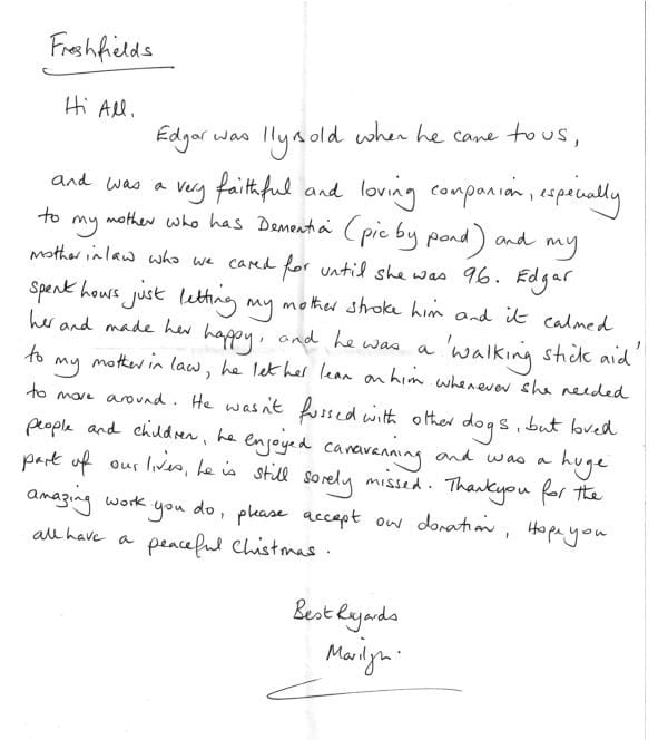 Letter from Edgars family